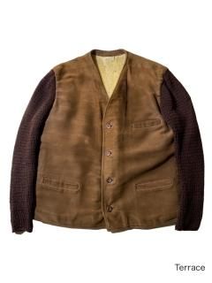 50's Euro Moleskin/Knit Boa Jacket