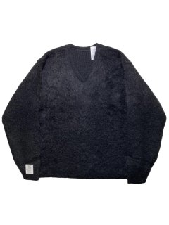 Premium Mohair V-Neck Sweater PURE BLACK