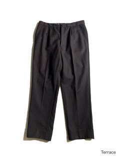 50~60's Vintage Stripe Tuck Wool Trousers BROWN W33