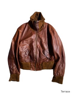 90’s High Neck Rib Leather Jacket