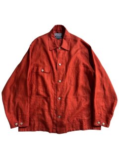90's MAC HOPE Linen Coverall PERSIMMON