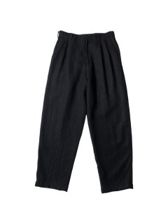 90's COMME des GARÇONS HOMME 2tuck Linen Blend Trousers BLACK (実寸W32 L30)