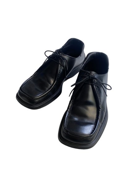 PRADA Square Toe Leather Shoes BLACK (25.5〜26.0㎝程度) - Lemontea 