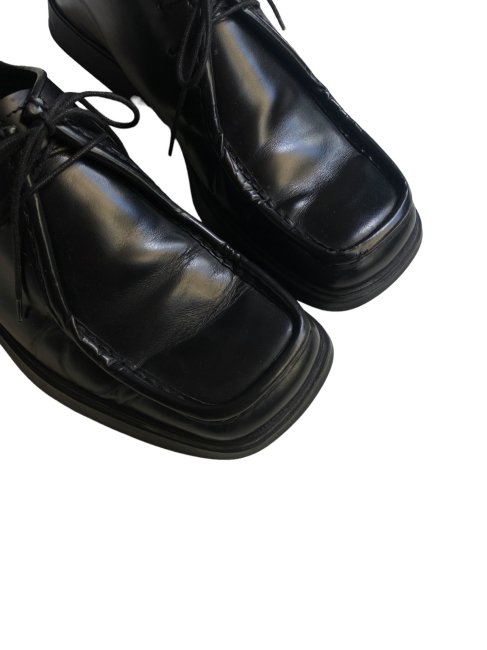 PRADA Square Toe Leather Shoes BLACK (25.5〜26.0㎝程度) - Lemontea ...