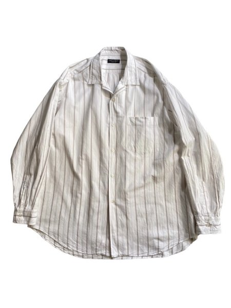 lemontea Stripe Open Collar Shirt-