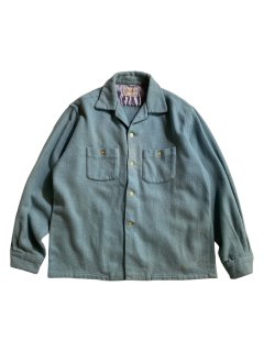 50's TOWN CRAFT Open Collar Wool Shirt 