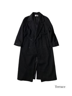 90's FORECASTER Wool Double-Breasted Coat BLACK MADE IN U.S.A.
