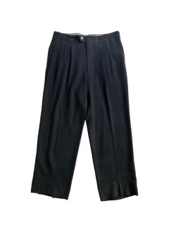 90's BALENCIAGA SPROT Rayon Blend 2tuck Trousers BLACK (実寸 W34 L28)