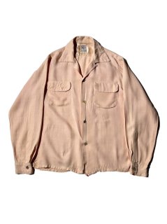 50's Vintage Rayon Open Collar Shirt 15-M-15 1/2