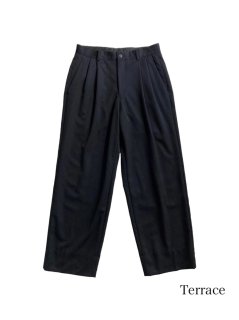 90's ISSEY MIYAKE MEN Summer Wool 2tuck Trousers BLACK (実寸 W33 L30)