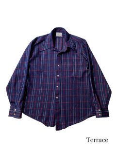 70's Polyester Check Shirt MADE IN U.S.A.