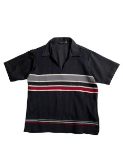 80's GAUCHO Skipper Neck Knit Polo Shirt