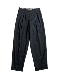 90s Woven Pattern 2tuck Summer Trousers BLACK ( W32 L30)