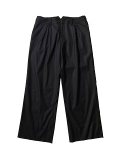 90's GAULTIER HOMME objet Nylon Blend Wide Leg 2tuck Trousers BLACK (実寸 W33 L30)