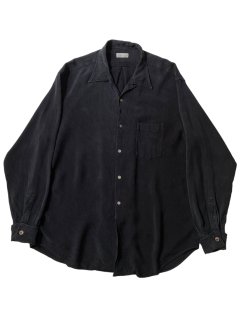 90's COMME des GARCONS HOMME Rayon/Silk Open Collar Shirt BLACK