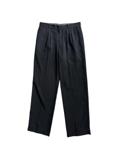 90's CARAMELO Poly/Cotton 2tuck Trousers BLACK (実寸W33 L31)