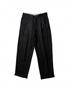 90's Eddie Bauer 2tuck Linen Trousers BLACK (実寸W33 L30)