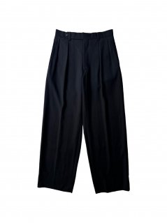 90's KT POUR HOMME 2intuck Summer Wool Trousers BLACK (実寸W33 L29)
