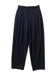 80's COMME des GARÇONS HOMME PLUS Summer Wool Gabardine 2tuck Trousers NAVY (実寸 W34 L30)