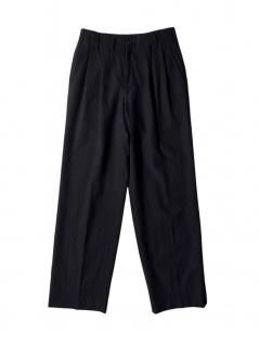 90's Wool/Rayon/Cotton 2tuck Trousers BLACK (実寸W29 L30)