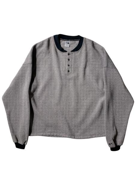 90's RUSSELL ATHLETIC Cotton Henry-neck Pullover 鹿の子生地 MADE