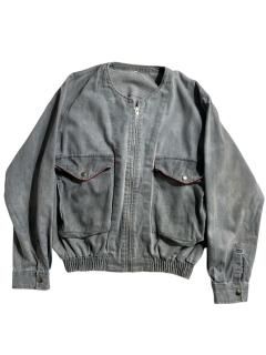 90's Cotton Twill Collarless Bomber Jacket