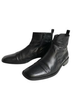 Square Toe Side Zip Leather Boots BLACK (27.5㎝程度)