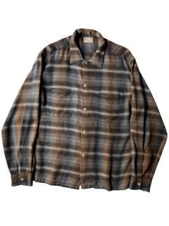 60s TOWNCRAFT Brushed Rayon Blend Ombre Pattern Flannel Shirt