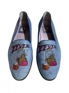 SETTE CANE Nubuck Leather Embroidered Smoking Slippers (27.5〜28.0㎝程度)