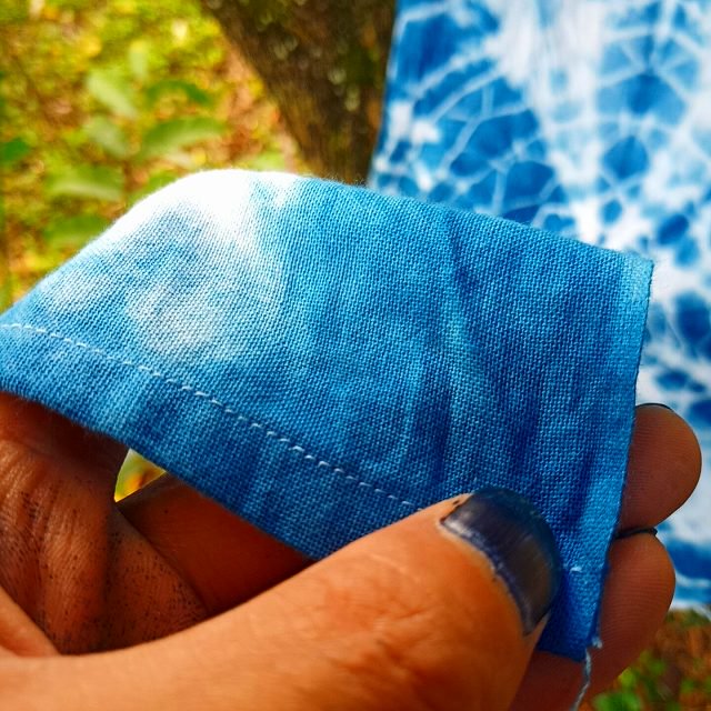 無化学天然インド藍染　コットンふんどし　越中ふんどし　藍染めふんどし　褌　曼荼羅タイダイ柄