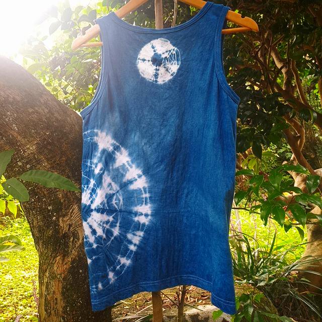 天然無化学インド藍染め　オーガニックコットン　タンクトップ　メンズ 　天竺編み
