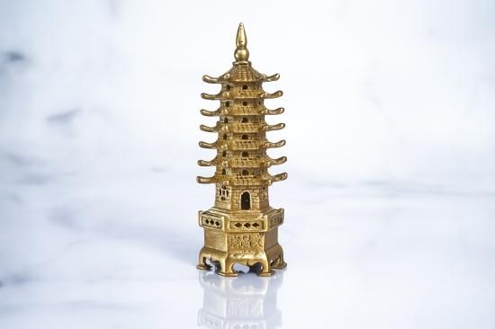 銅器 文昌塔 事務机 玄関 茶台 装飾品 工芸品 美術品 置物 Amazon.com: xiexuelian 黄铜十三层文昌塔摆件办公室书桌书房