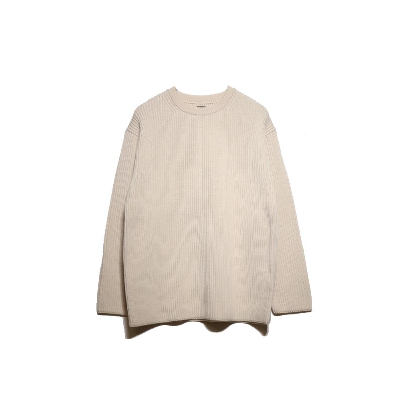 SOLID WOOL RIB CREW NECK CREW NECK (BN-22FM-036 Ivory) BATONER