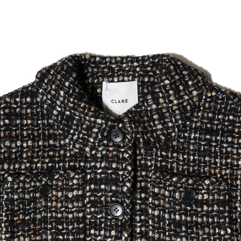 MIX TWEED PUFF SLEEVE JACKET (15103-0402 Black) CLANE - A.I.R.AGE