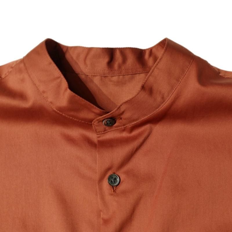 Silicon Poplin Deep Slit Band Collar Shirt (GL243-50149