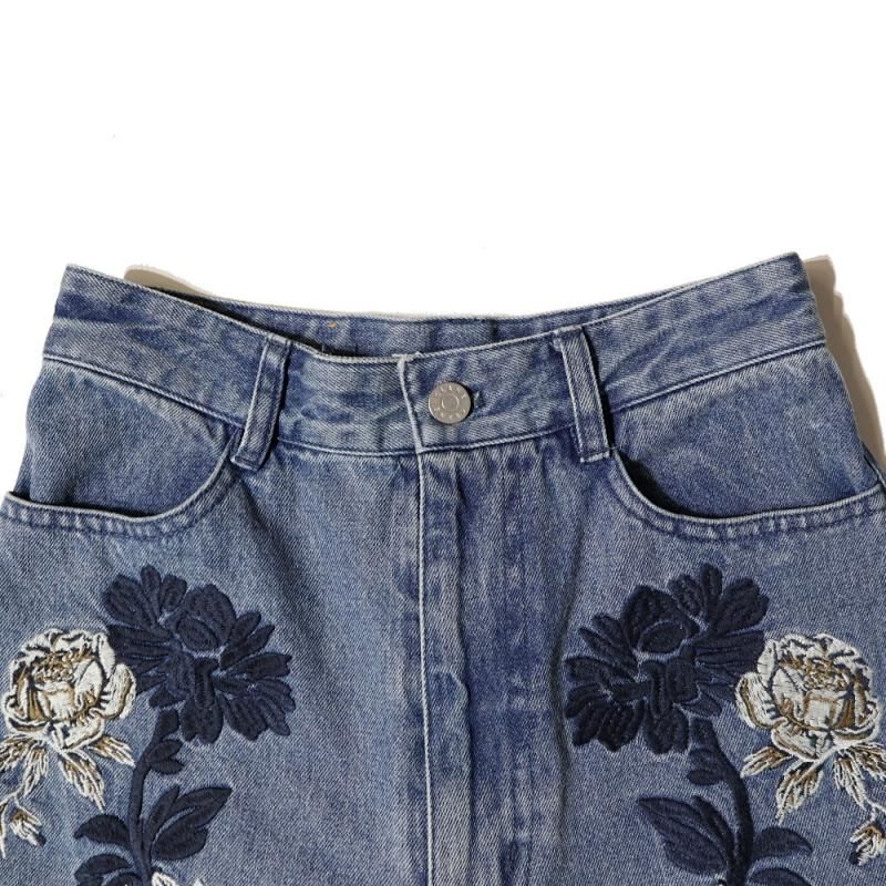 FLOWER EMBROIDERY PANTS (18110-7112 Indigo) CLANE - A.I.R. FLOWER EMBROIDERY PANTS (18110-7112 Indigo) CLANE - A.I.R.