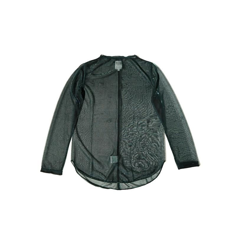 FLUFFY SHEER H/S SHIRT ONEPIECE BLACK