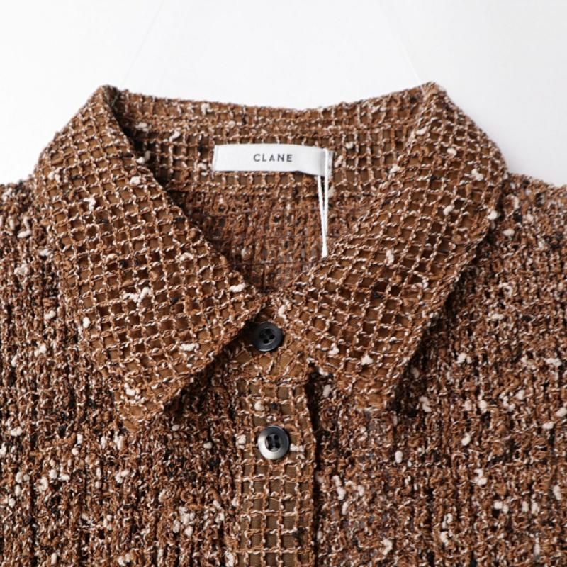 即納1点のみ【CLANE】MIX MESH GATHER SHIRT BROWN MIX MESH GATHER SHIRT (19122-4332 Brown) CLANE - A.I.R.AGE