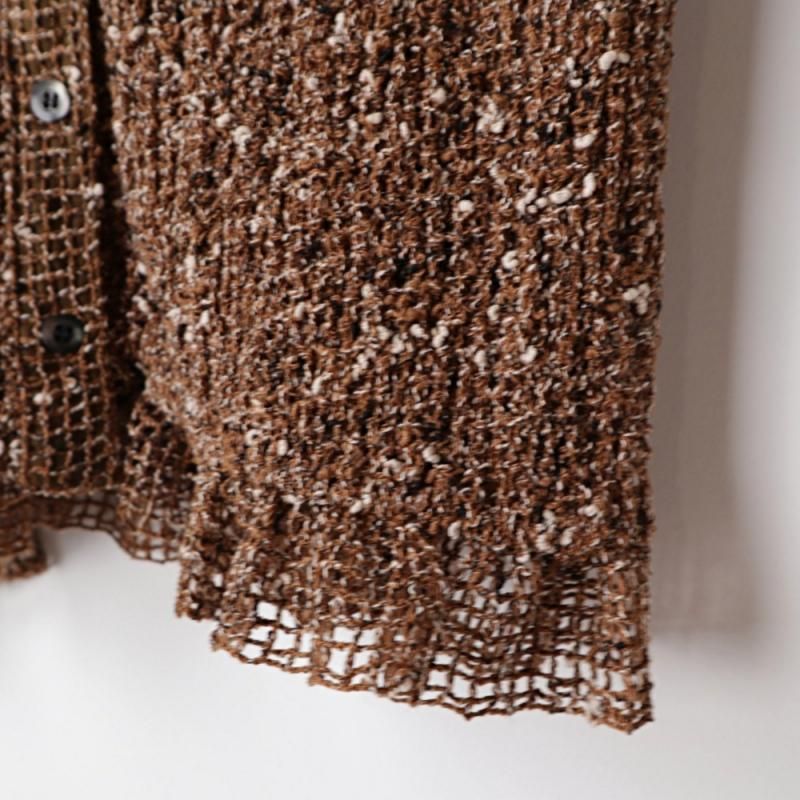 MIX MESH GATHER SHIRT (19122-4332 Brown) CLANE - A.I.R.AGE