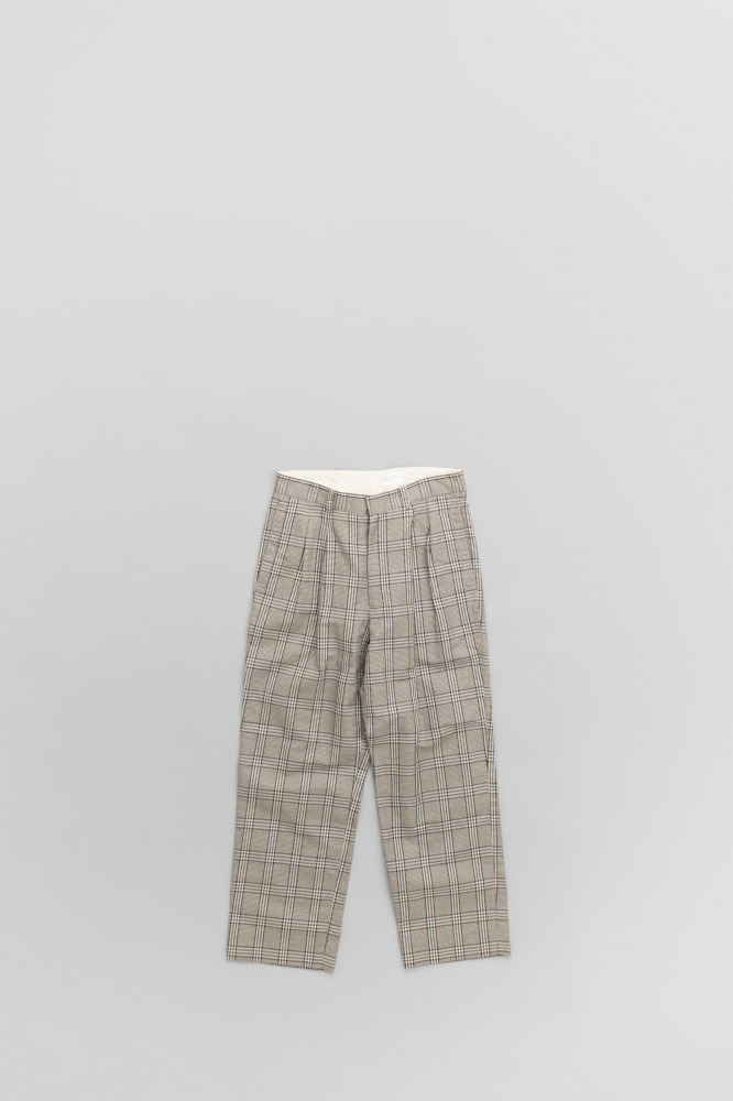 STILL BY HAND��C/L 2-TUCK WIDE SLACKS [GREY CHECK]