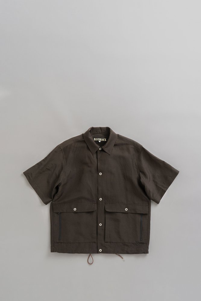 HAVERSACK　Hard Twist Poplin Snap Button S/S Shirt Jacket(Dark Brown)