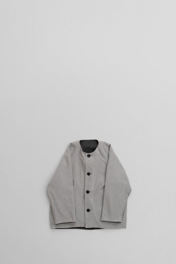 pritREVERSIBLE COLLARLESS COCOON COAT [GREY]