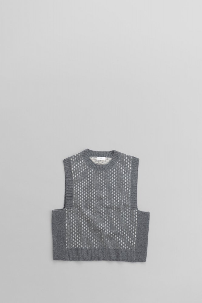 prit2/16 WOOL 7G STITCH JACQUARD CREW NECK VEST