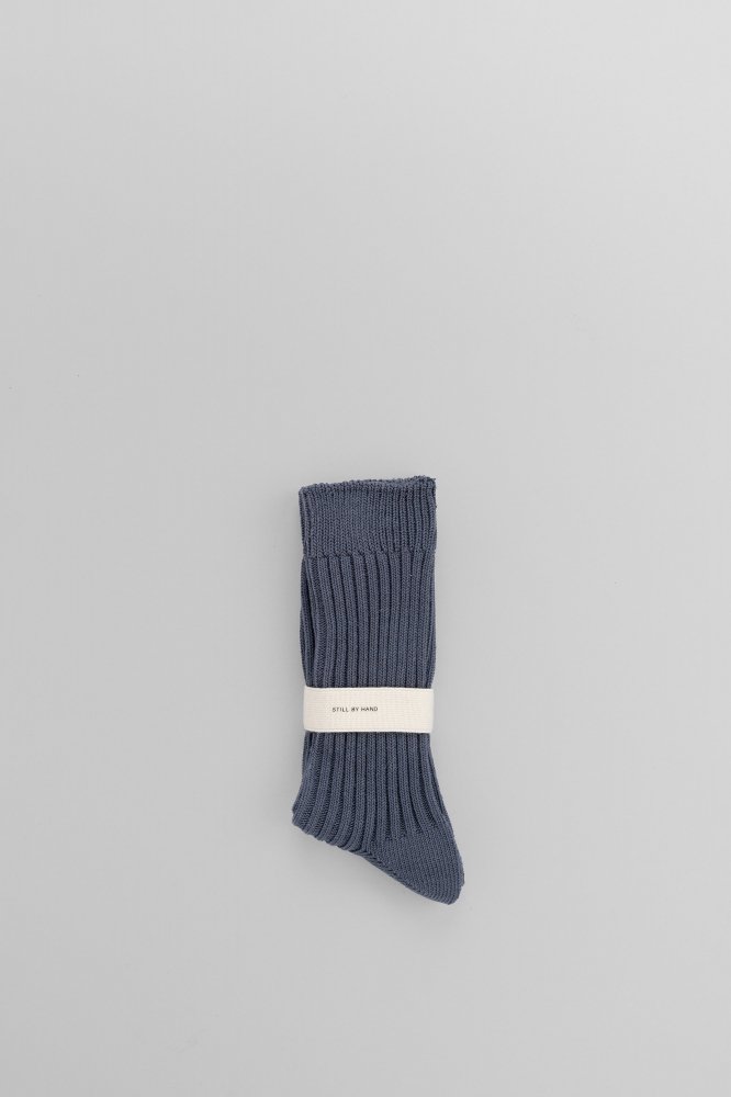 STILL BY HANDCOTTON RIB SOCKS[GD07251][BLUE CHARCOAL]