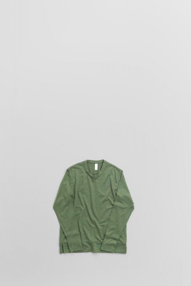 pritWOOL JERSEY MILDED FINISH CREW NECK PULLOVER [GREEN]