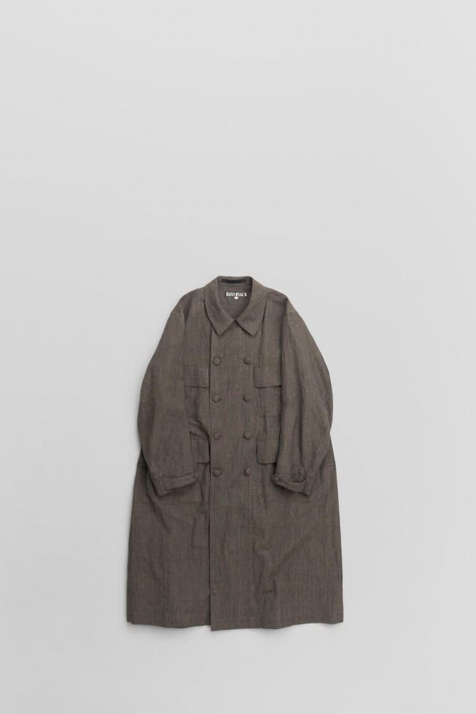 HAVERSACKWOOL LINEN GLEN CHECK ATELIER COAT [472522][BROWN]