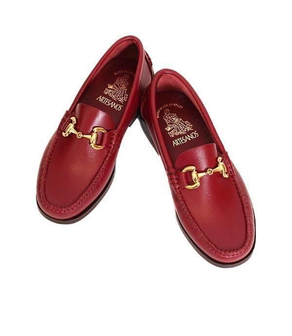 ARTESANOS レッド ローファー 36 ARTESANOSアルテサノス 600G ビットローファー コインローファー