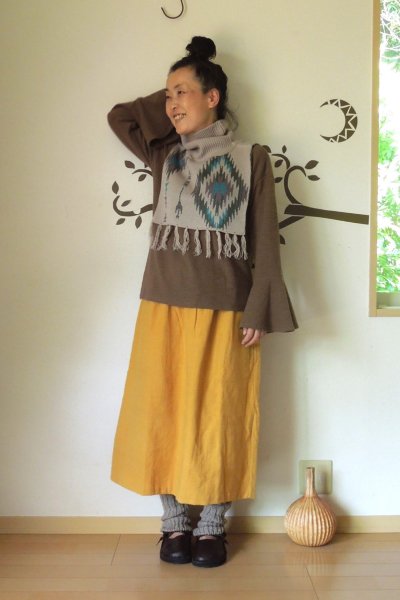 bighug タンポポ色の手織りコットンスカート
