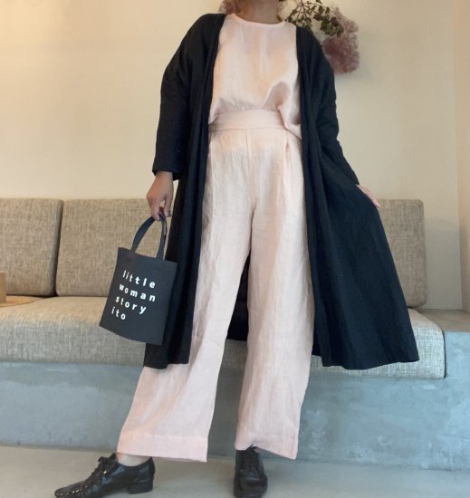 simple linen gown 《BLACK》 - ito