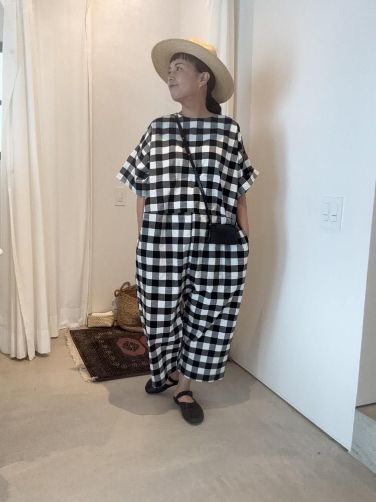ito ジャンプスーツ(半袖) jump suit slim /halfsleeve 《blockcheck》 - ito